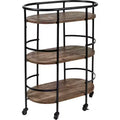 Honey-Can-Do 3 Tier Oval Bar Cart Walnut: Indoor Serving Drink Cart with Steel Frame, Fixed Shelves, 34.8" Height