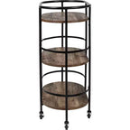 Honey-Can-Do 3 Tier Oval Bar Cart Walnut: Indoor Serving Drink Cart with Steel Frame, Fixed Shelves, 34.8" Height
