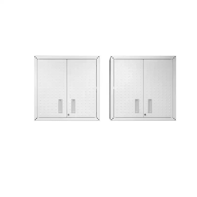 Manhattan Comfort Fortress Set of 2 Floating Garage Cabinets White