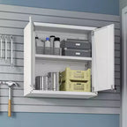 Manhattan Comfort Fortress Set of 2 Floating Garage Cabinets White