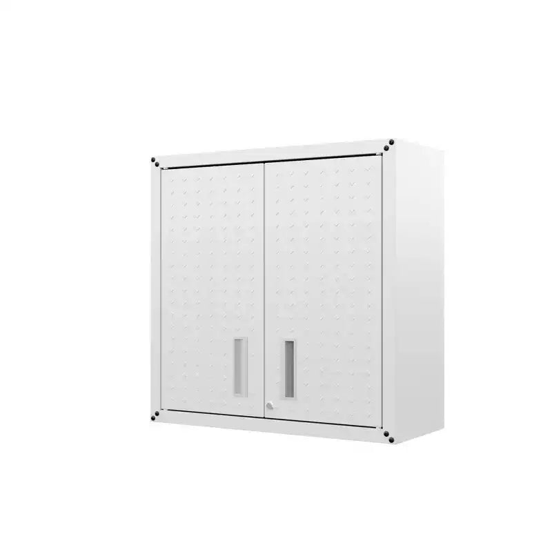 Manhattan Comfort Fortress Set of 2 Floating Garage Cabinets White
