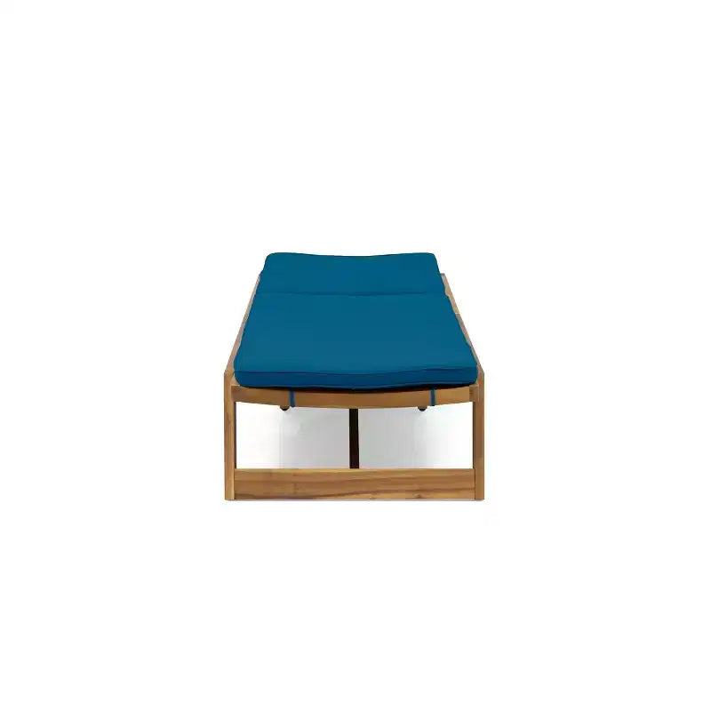 Ensemble de 3 pièces Kyoto en bois d’acacia pour extérieur avec chaises longues et coussins – teck/bleu – Christopher Knight Home : sièges de jardin sans accoudoirs et table d’appoint &