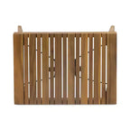 Ensemble de 3 pièces Kyoto en bois d’acacia pour extérieur avec chaises longues et coussins – teck/bleu – Christopher Knight Home : sièges de jardin sans accoudoirs et table d’appoint &