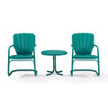 Ridgeland 3pc Outdoor Seating Set - Turquoise - Crosley: Vintage-Style Chairs & Metal Side Table