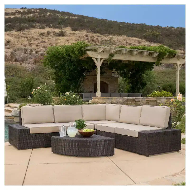 Santa Cruz 6pc Wicker Patio Sofa Set - Brown - Christopher Knight Home