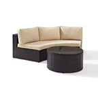 Catalina 2pc Outdoor Wicker Sectional Set: Modern Patio Sofa & Coffee Table, UV-Resistant, Hand-Woven, Steel Frame