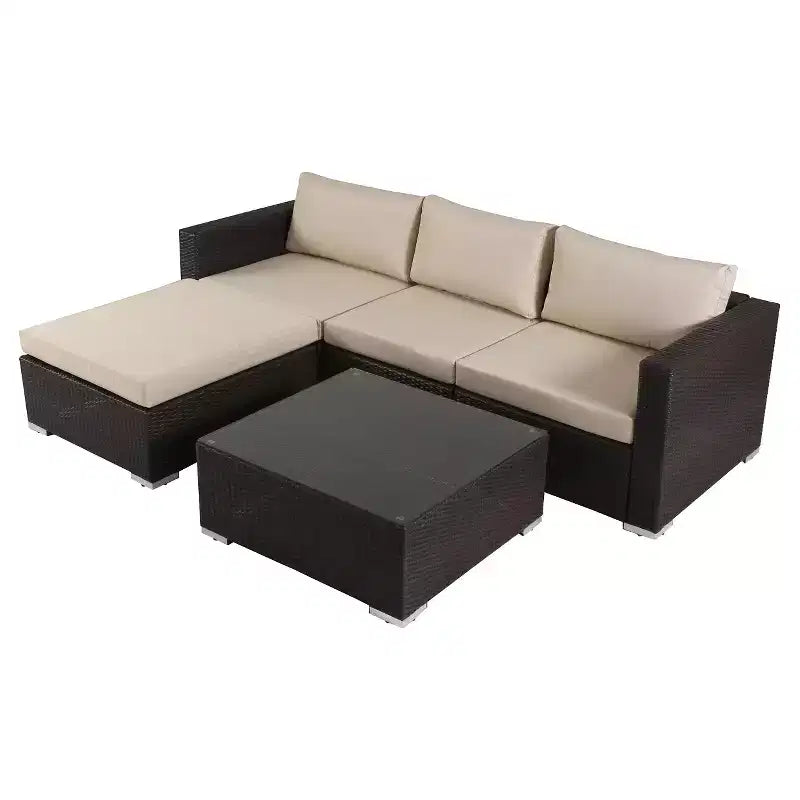 Ensemble modulable de sièges de patio Santa Rosa, 5 pièces, en osier avec coussins : mobilier d’extérieur, assise profonde - Christopher Knight Home