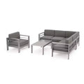 Cape Coral 5pc Aluminum Sofa Set with Cushions - Khaki - Christopher Knight Home: Weather-Resistant Patio Conversation Set