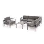 Cape Coral 5pc Aluminum Sofa Set with Cushions - Khaki - Christopher Knight Home: Weather-Resistant Patio Conversation Set