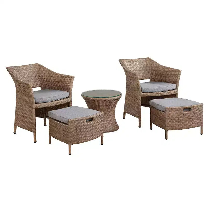 Kokoli 5pc Conversation Set - Brown - Alaterre Furniture: Outdoor Patio Furniture with Cushions, No Assembly Required