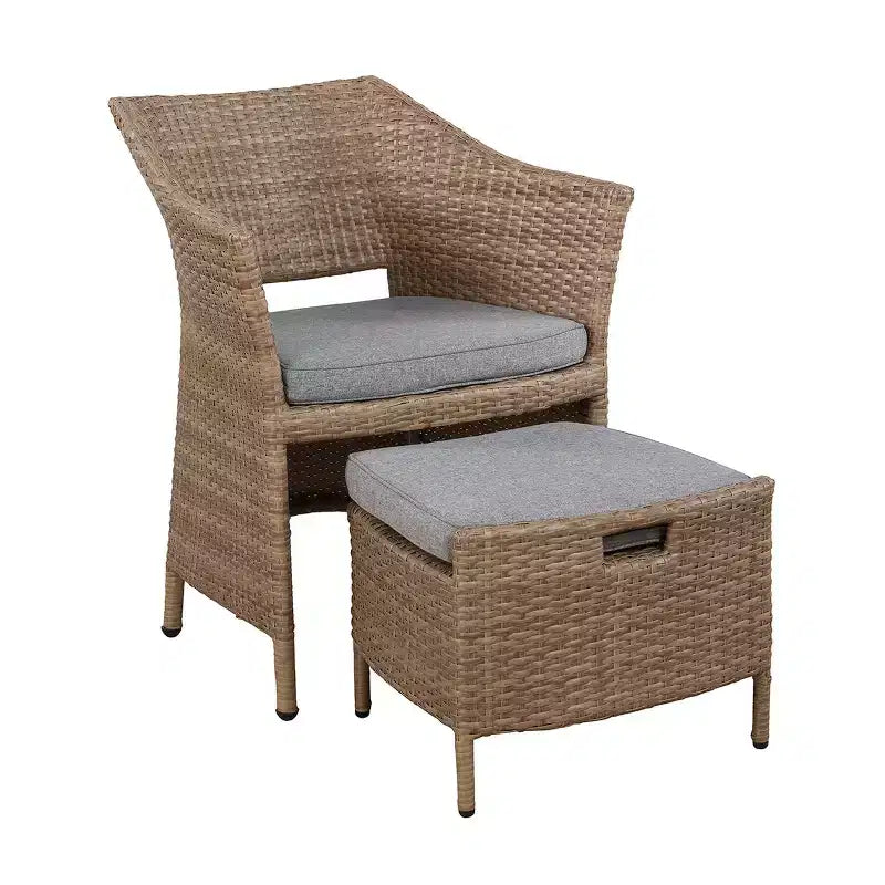 Ensemble de salon Kokoli 5 pièces - marron - Alaterre Furniture : mobilier de patio extérieur avec coussins, sans assemblage requis