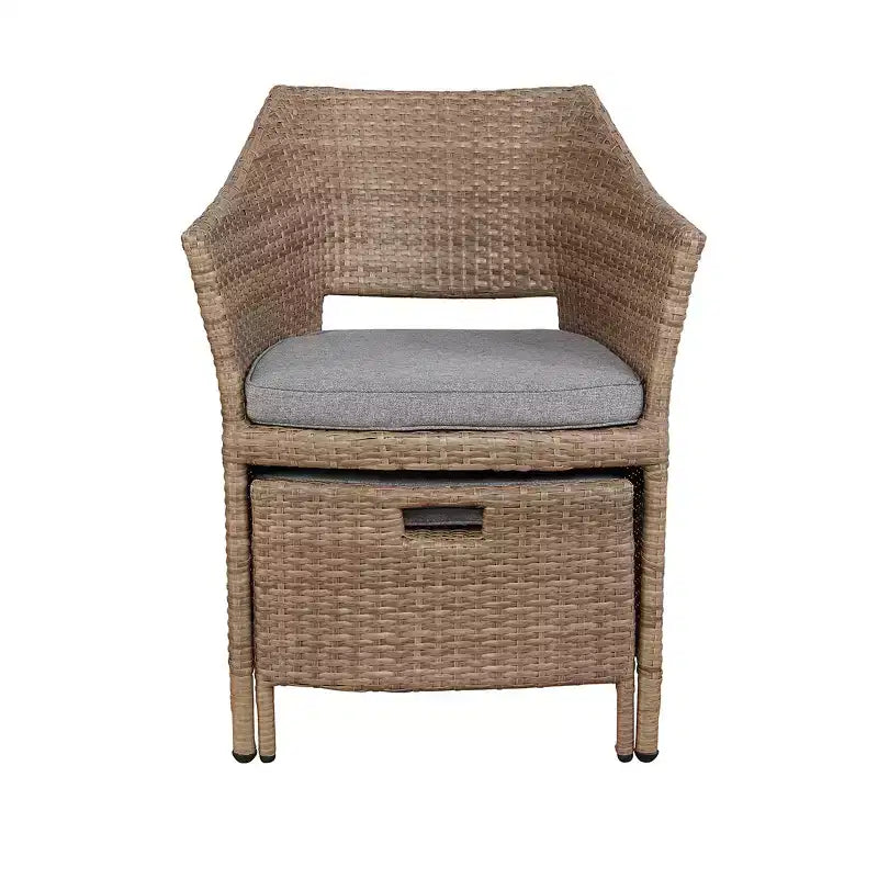 Ensemble de salon Kokoli 5 pièces - marron - Alaterre Furniture : mobilier de patio extérieur avec coussins, sans assemblage requis