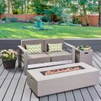 Cape Coral 3pc Aluminum and Rectangular MGO Fire Table Set - Light Gray - Christopher Knight Home