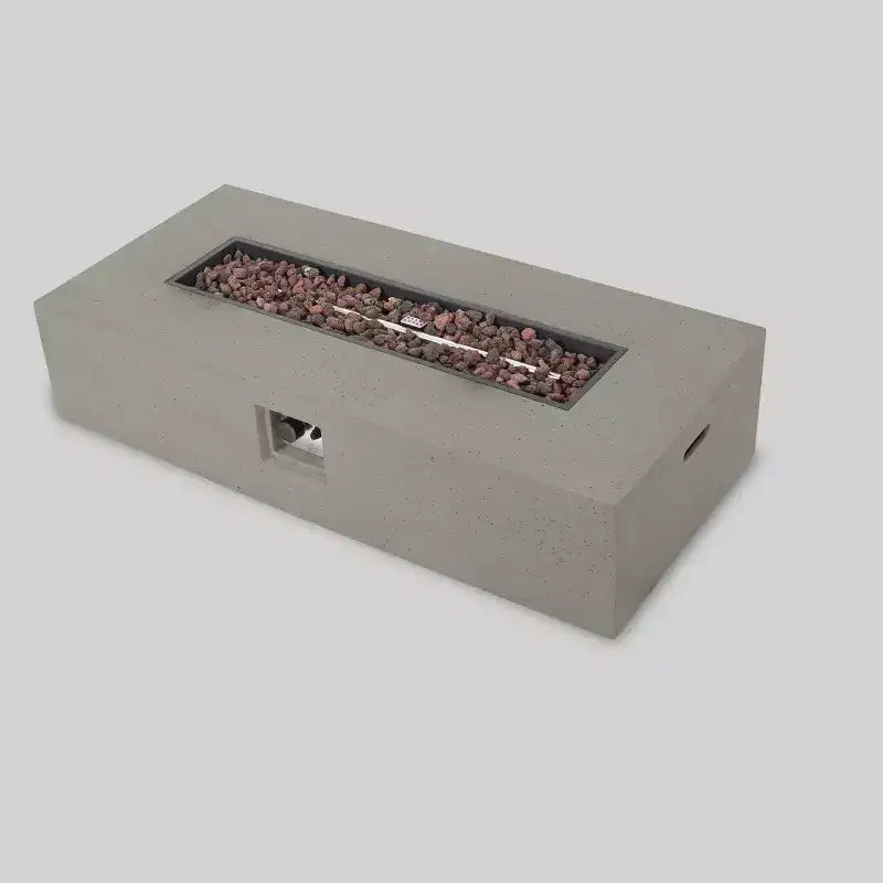 Set da 3 pezzi con tavolo da fuoco rettangolare in alluminio e MGO Cape Coral - grigio chiaro - Christopher Knight Home