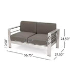 Set da 3 pezzi con tavolo da fuoco rettangolare in alluminio e MGO Cape Coral - grigio chiaro - Christopher Knight Home