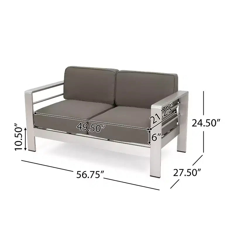 Set da 3 pezzi con tavolo da fuoco rettangolare in alluminio e MGO Cape Coral - grigio chiaro - Christopher Knight Home
