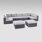 Santa Rosa 9-teiliges Lounge-Set aus Korbgeflecht – Grau/Silber – Christopher Knight Home