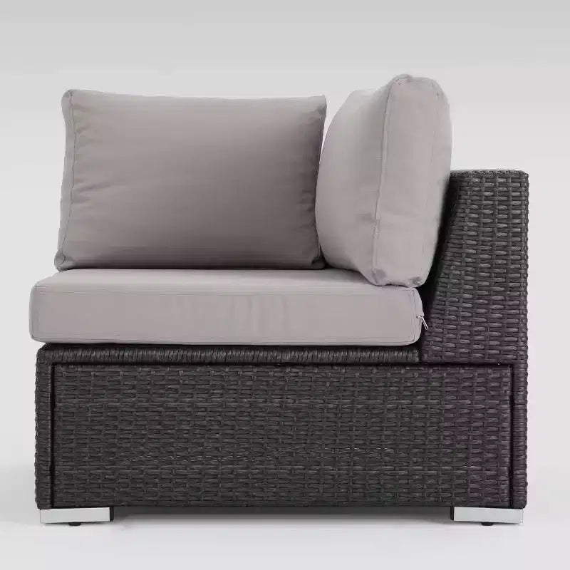 Santa Rosa 9-teiliges Lounge-Set aus Korbgeflecht – Grau/Silber – Christopher Knight Home