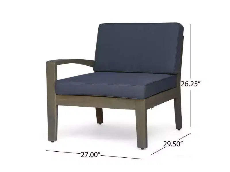 Grenada 7-teiliges Ecksofa-Set aus Akazienholz – Grau/Dunkelgrau – Christopher Knight Home