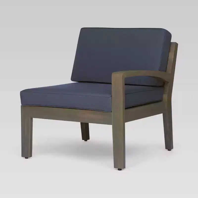 Grenada 7-teiliges Ecksofa-Set aus Akazienholz – Grau/Dunkelgrau – Christopher Knight Home