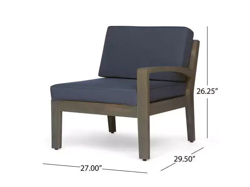 Grenada 7-teiliges Ecksofa-Set aus Akazienholz – Grau/Dunkelgrau – Christopher Knight Home