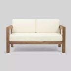 Ensemble 2 pièces Genser pour terrasse, comprenant une causeuse en bois et une table basse, marron - Christopher Knight Home : ensemble de sièges d’extérieur en acacia avec coussins