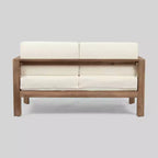 Ensemble 2 pièces Genser pour terrasse, comprenant une causeuse en bois et une table basse, marron - Christopher Knight Home : ensemble de sièges d’extérieur en acacia avec coussins
