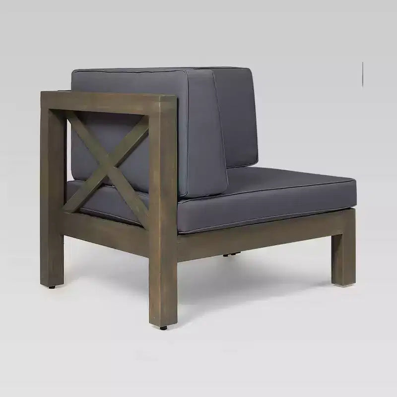 Brava 4-teiliges modulares Sofa- und Tischset aus Akazienholz: Wetterbeständig, mit gekreuzter Rückenlehne – Christopher Knight Home