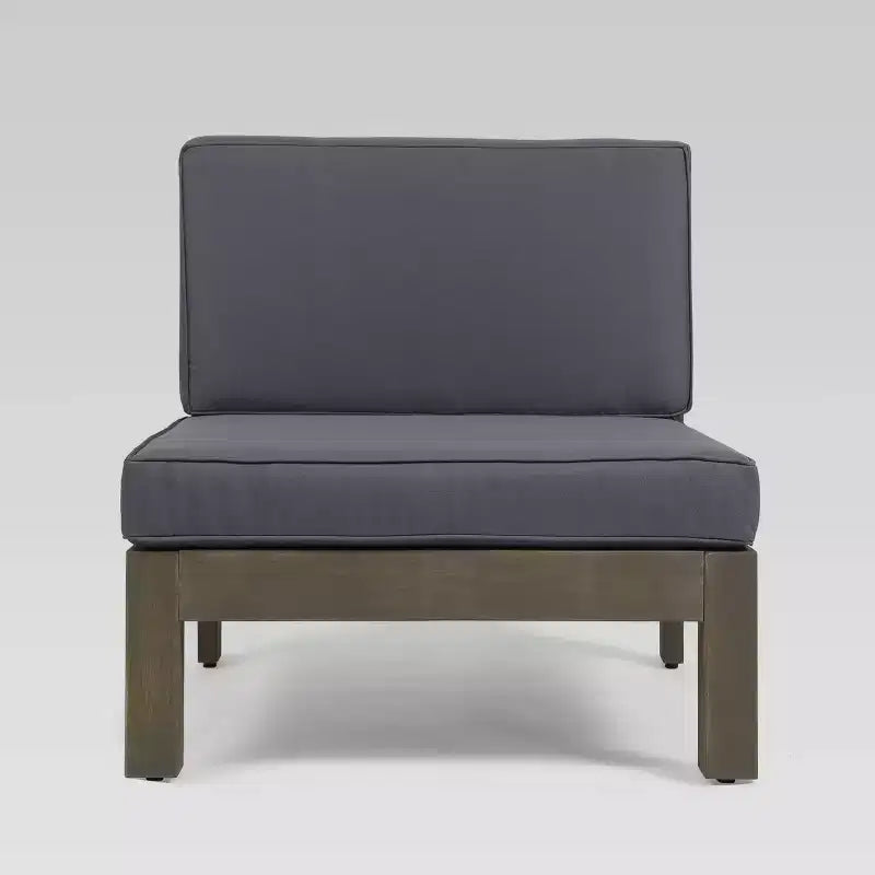 Brava 4-teiliges modulares Sofa- und Tischset aus Akazienholz: Wetterbeständig, mit gekreuzter Rückenlehne – Christopher Knight Home