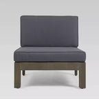 Brava 4-teiliges modulares Sofa- und Tischset aus Akazienholz: Wetterbeständig, mit gekreuzter Rückenlehne – Christopher Knight Home