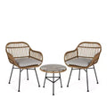 Lehrman 3pc Faux Wicker Chat Set: Steel Frame, Weather-Resistant, Christopher Knight Home
