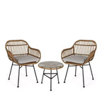 Lehrman 3pc Faux Wicker Chat Set: Steel Frame, Weather-Resistant, Christopher Knight Home