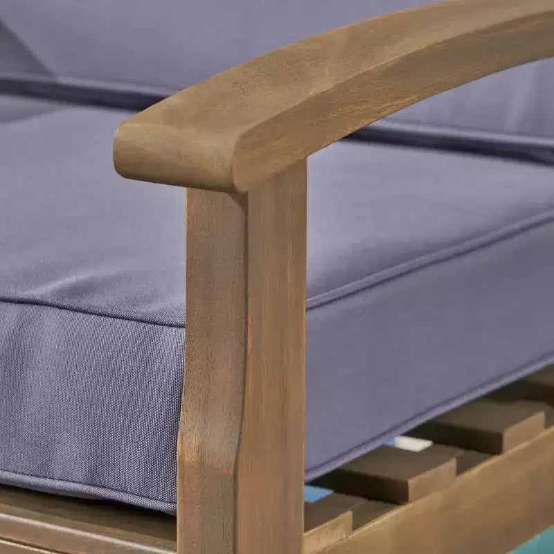 Peyton – Ensemble de sièges en bois d’acacia de 4 pièces gris/gris foncé – Christopher Knight Home : mobilier de conversation extérieur avec coussins résistants aux intempéries