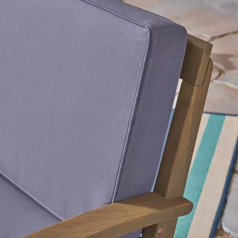 Set Christopher Knight Home Peyton da 2 pezzi con divanetto e tavolino da caffè in legno di acacia: cuscini in poliestere resistenti agli agenti atmosferici