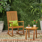 Arcadia 2pc Acacia Wood Rocking Chair and Side Table Set Teak - Christopher Knight Home: Weather-Resistant Outdoor Seating