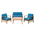 Perla 5pc Acacia Wood Chat Set: Weather-Resistant, Modular Sofa & Coffee Table - Christopher Knight Home
