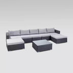 Santa Rosa 8pc Wicker Sectional Seating Set - Gray/Silver - Christopher Knight Home: Aluminum Frame, Weather-Resistant