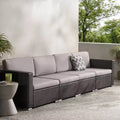 Christopher Knight Home 4pc Santa Rosa Wicker Outdoor Furniture Sofa Set Gray/Light Gray