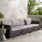 Christopher Knight Home 4pc Santa Rosa Wicker Outdoor Furniture Sofa Set Gray/Light Gray