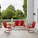 Ridgeland 4-teiliges Outdoor-Metall-Sitzgruppen-Set – rot – Crosley