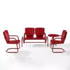 Ridgeland 4-teiliges Outdoor-Metall-Sitzgruppen-Set – rot – Crosley