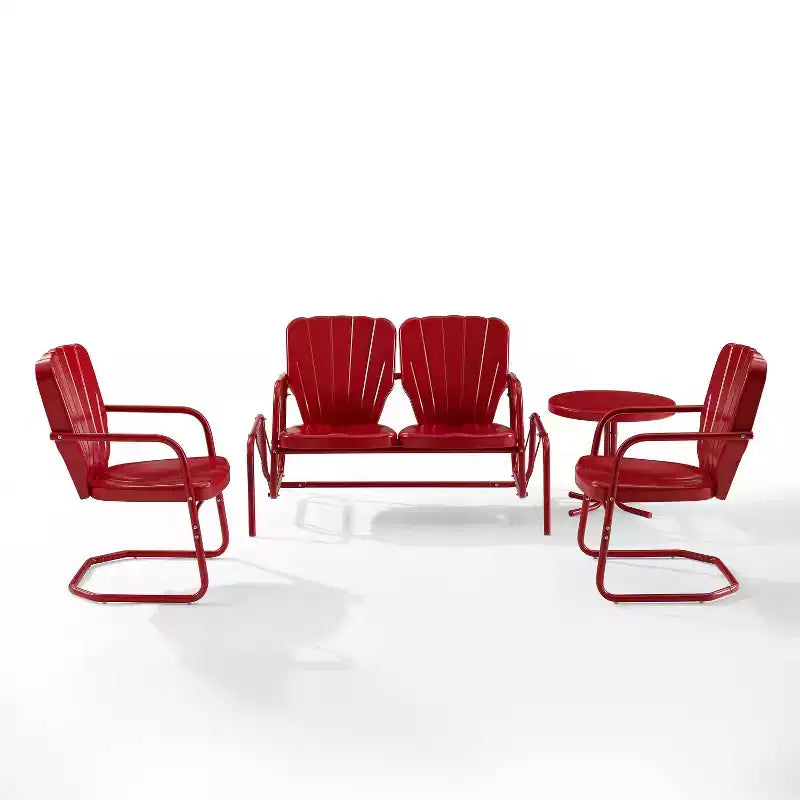 Ridgeland 4-teiliges Outdoor-Metall-Sitzgruppen-Set – rot – Crosley