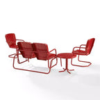 Ridgeland 4-teiliges Outdoor-Metall-Sitzgruppen-Set – rot – Crosley