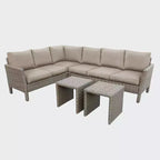 Leisure Made Canton 6pc Wicker Sectional in Tan Fabric