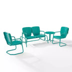Ridgeland 4pc Outdoor Metal Conversation Set - Turquoise - Crosley