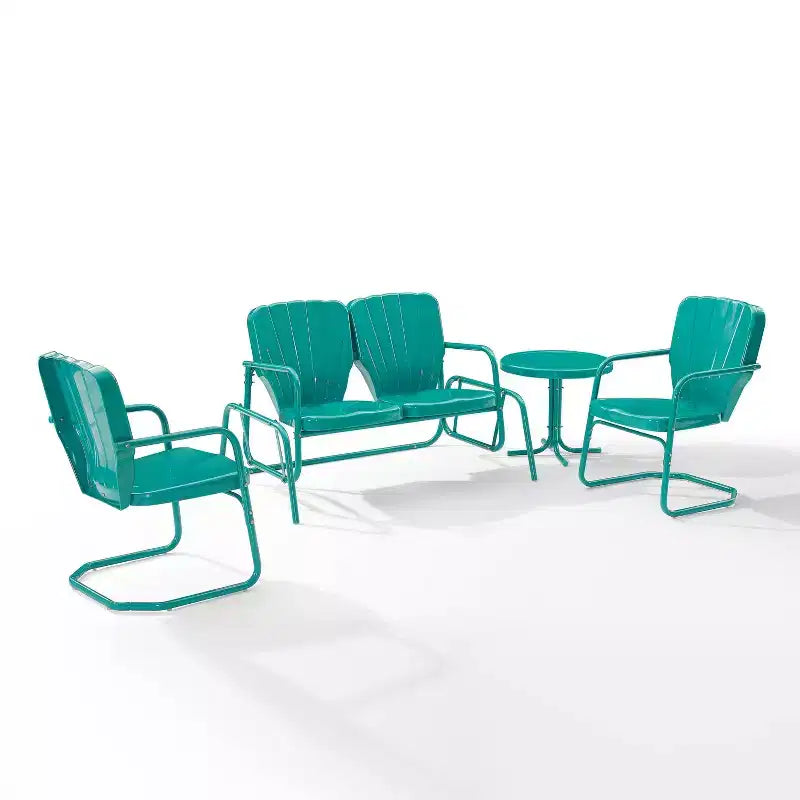Ridgeland 4pc Outdoor Metal Conversation Set - Turquoise - Crosley