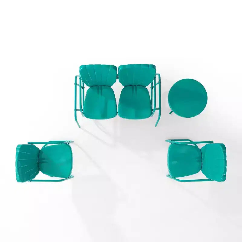 Ridgeland 4-teiliges Metall-Loungeset für den Außenbereich, Türkis – Crosley