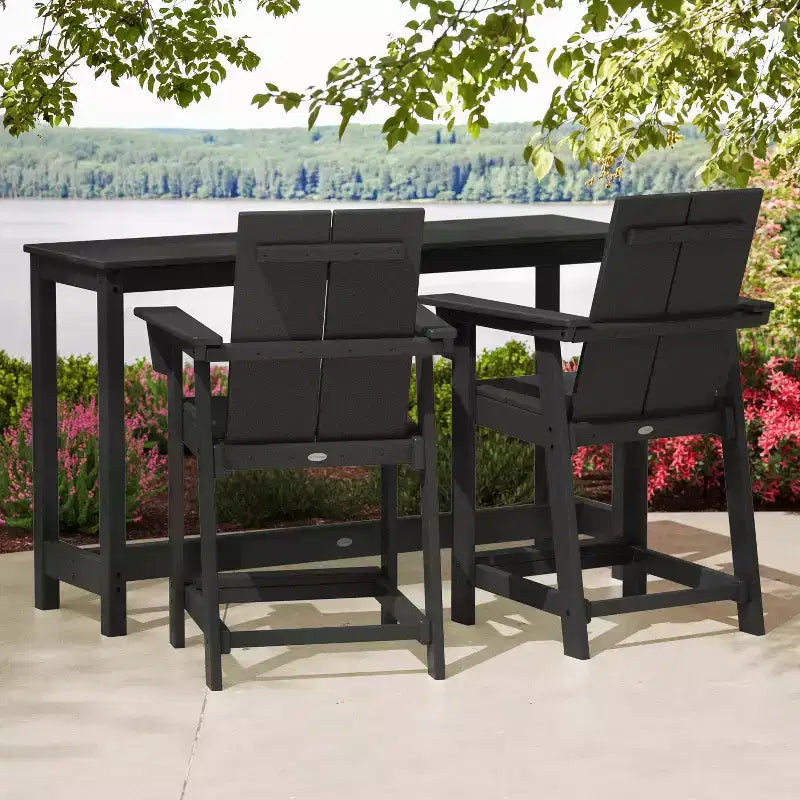 Set di sedute da bancone per balcone e patio POLYWOOD Moore, 3 pezzi, nero
