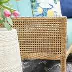 Sofá seccional de mimbre de 5 piezas Riviera de Leisure Made, con tela azul spa