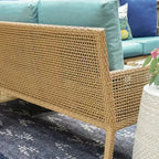 Sofá seccional de mimbre de 5 piezas Riviera de Leisure Made, con tela azul spa